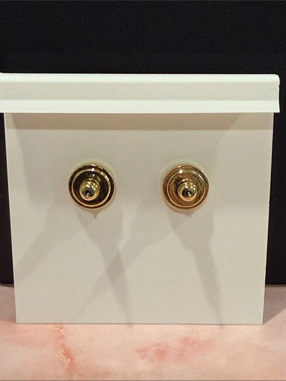 Tory Burch | Gold Plated Logo & Cream Stud Earrings | Small